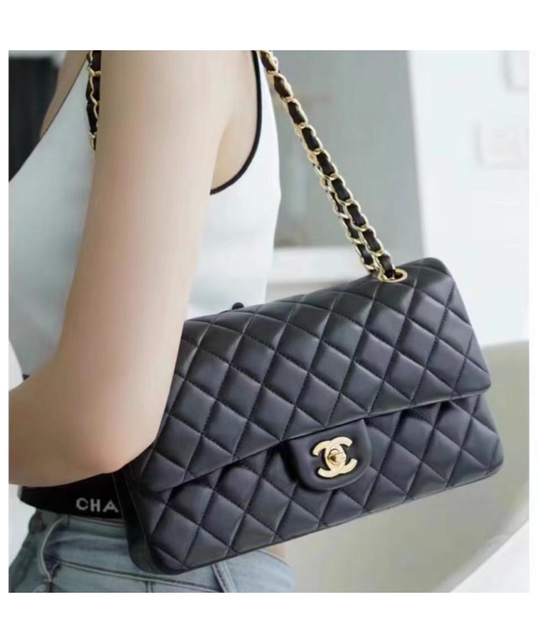 CHANEL Черная кожаная сумка через плечо, фото 6