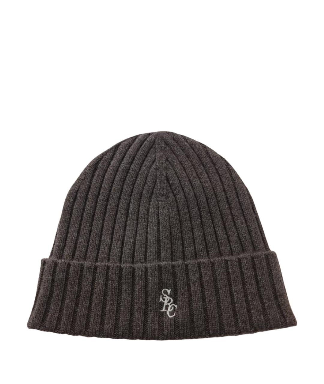 SPORTY AND RICH Коричневая кашемировая шапка, фото 1