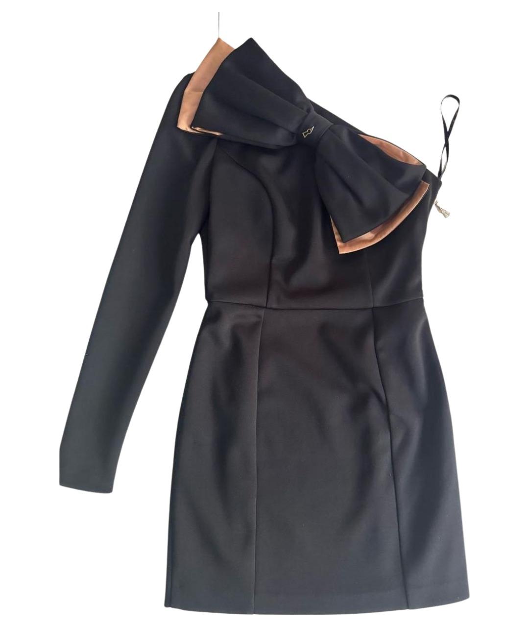 ELISABETTA FRANCHI Черное полиэстеровое коктейльное платье, фото 1