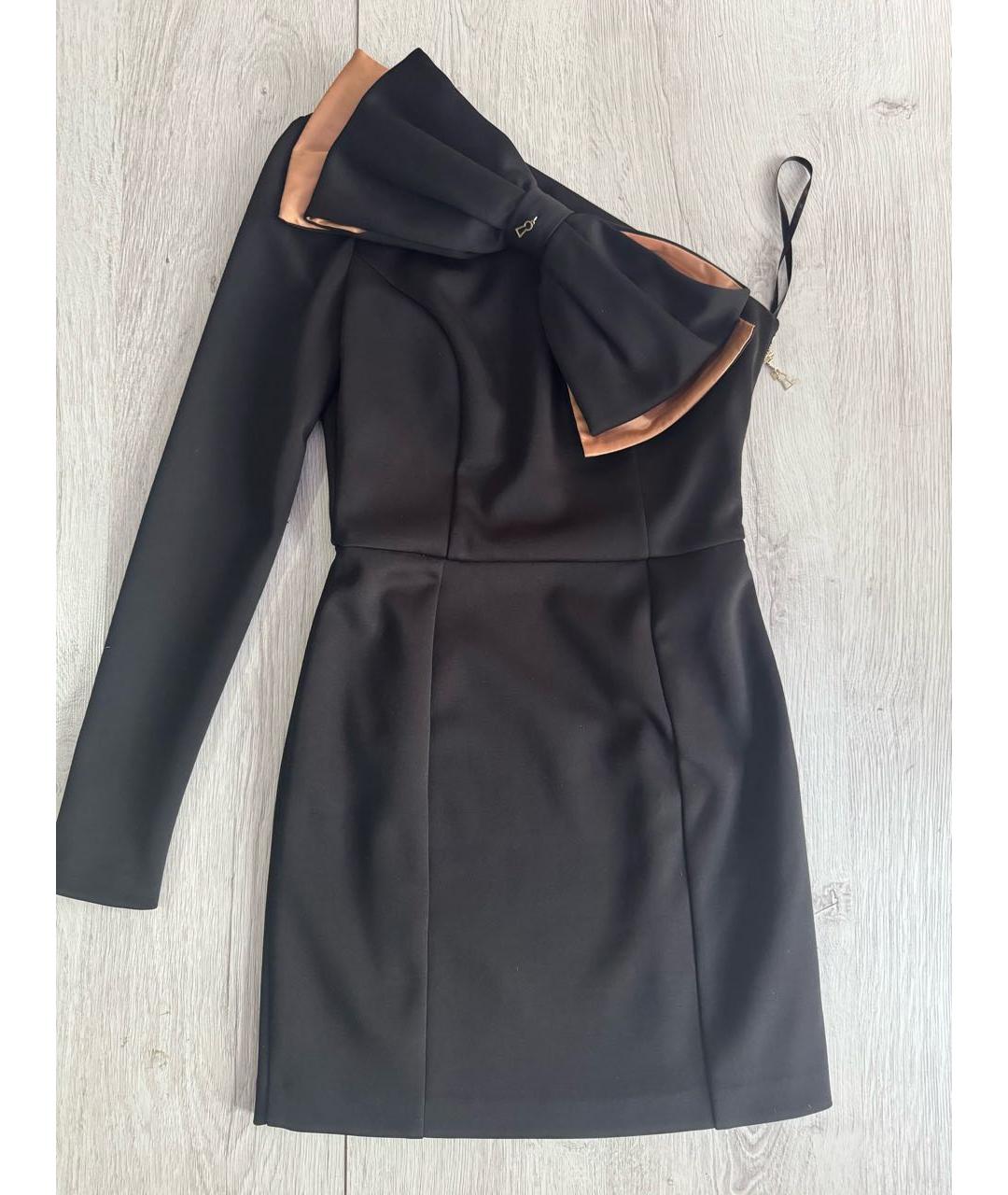 ELISABETTA FRANCHI Черное полиэстеровое коктейльное платье, фото 6