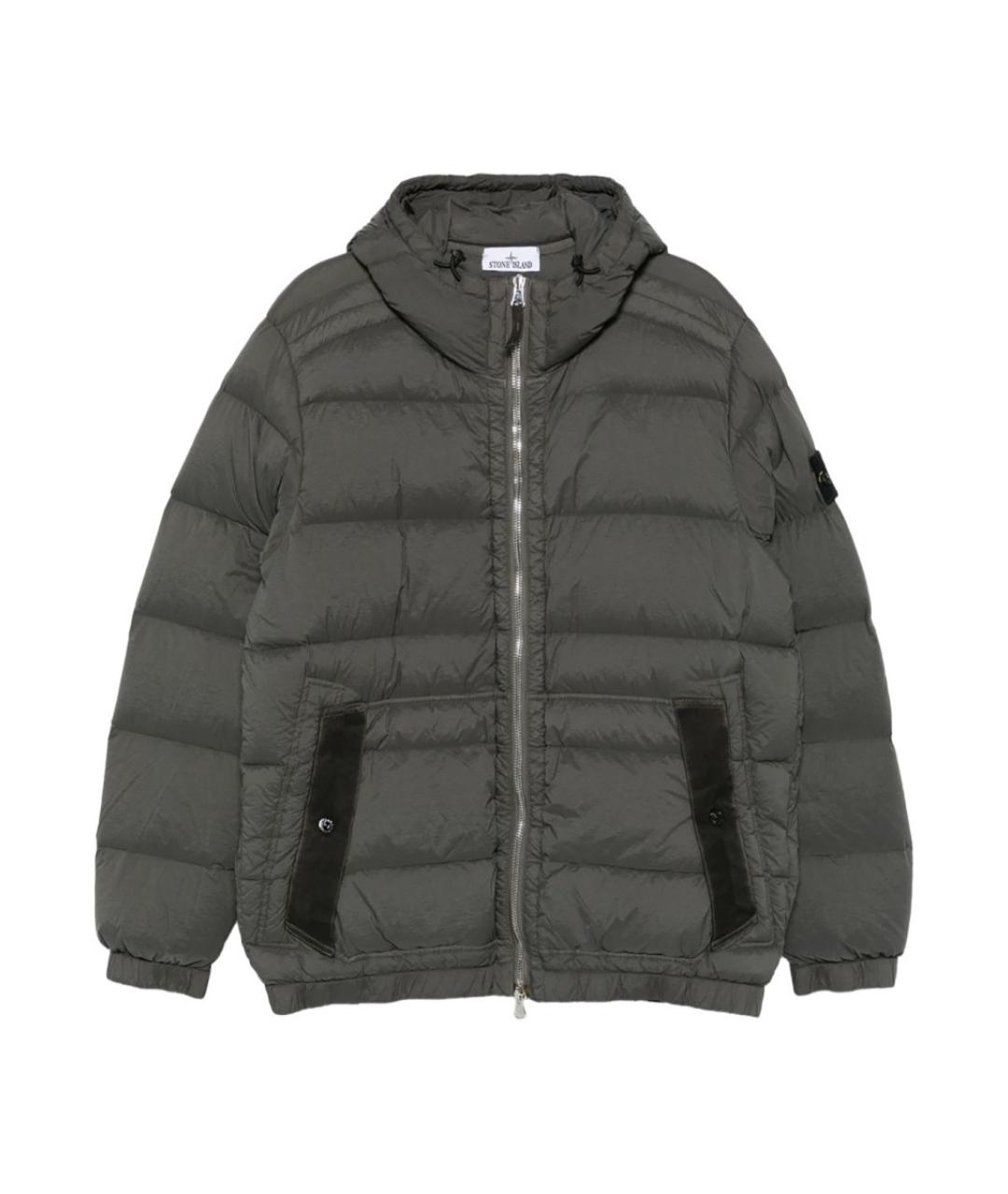 STONE ISLAND Серый синтетический пуховик, фото 1