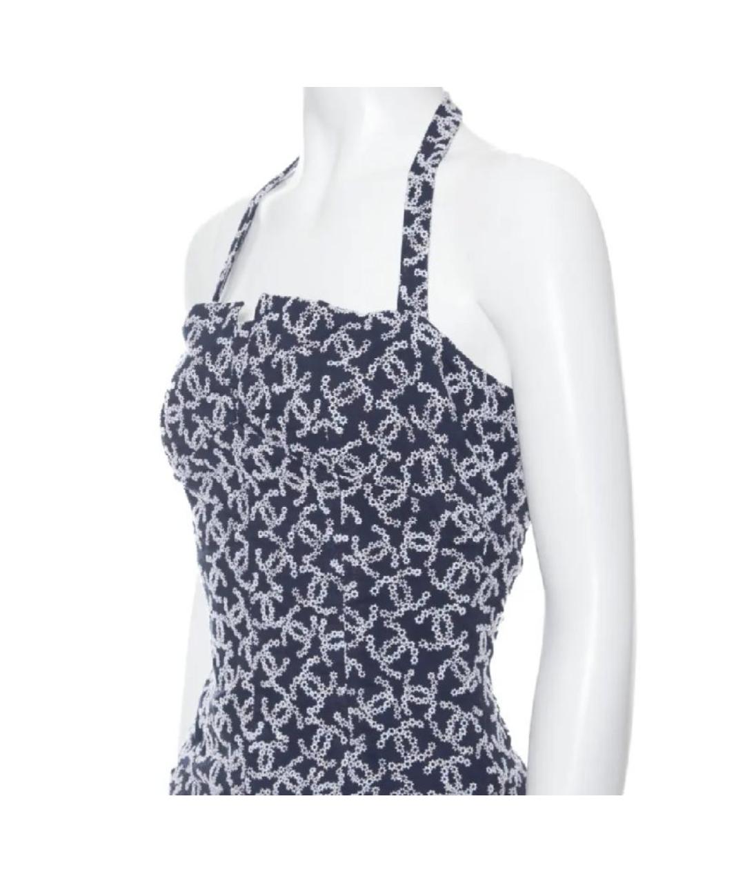 CHANEL Синее хлопковое повседневное платье, фото 5