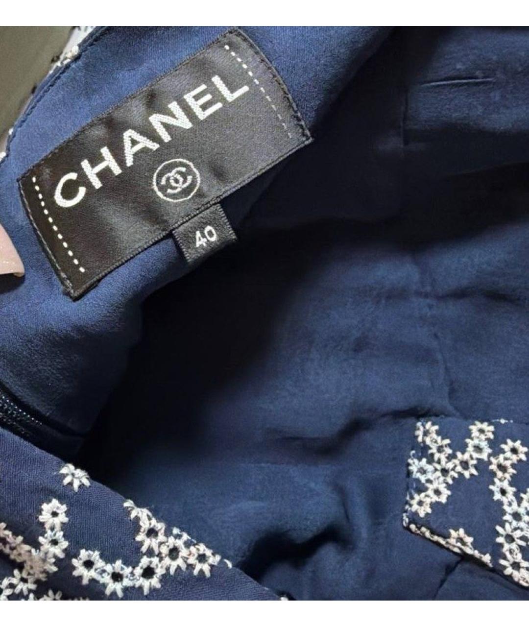 CHANEL Синее хлопковое повседневное платье, фото 3