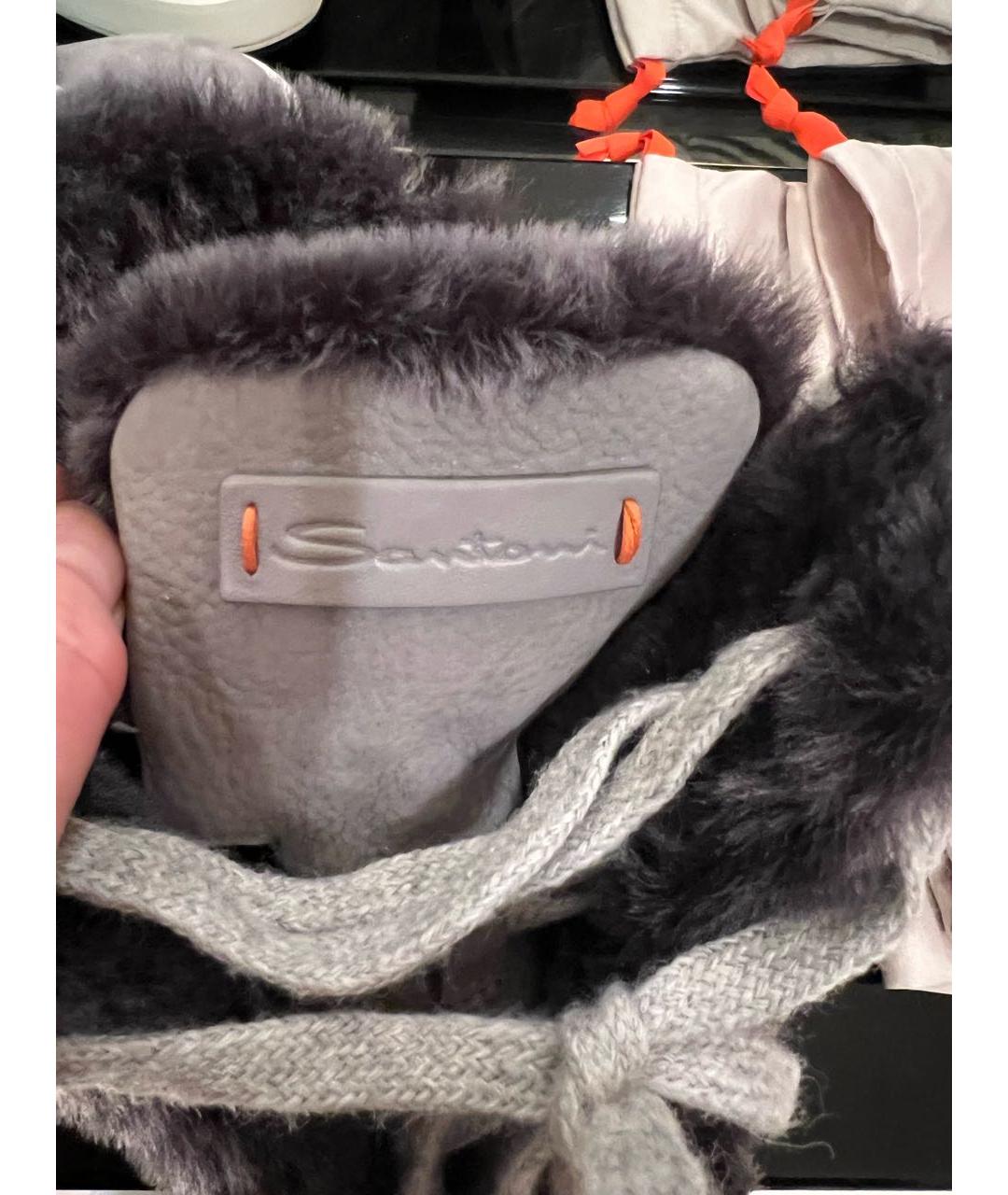 SANTONI Серые замшевые ботинки, фото 6
