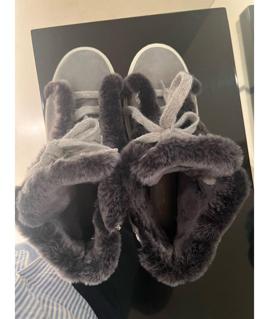 SANTONI Серые замшевые ботинки, фото 3