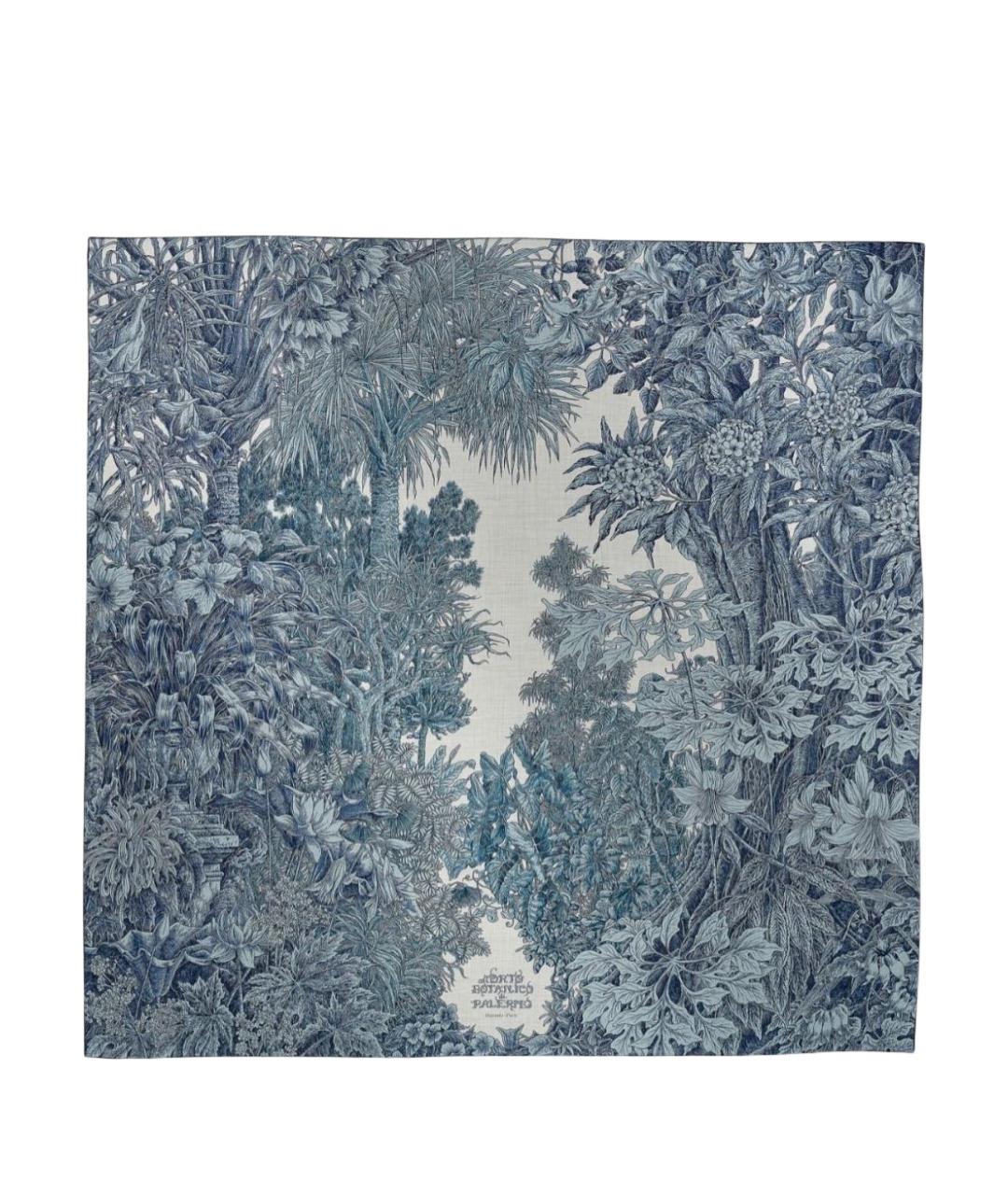 HERMES Синий кашемировый платок, фото 1