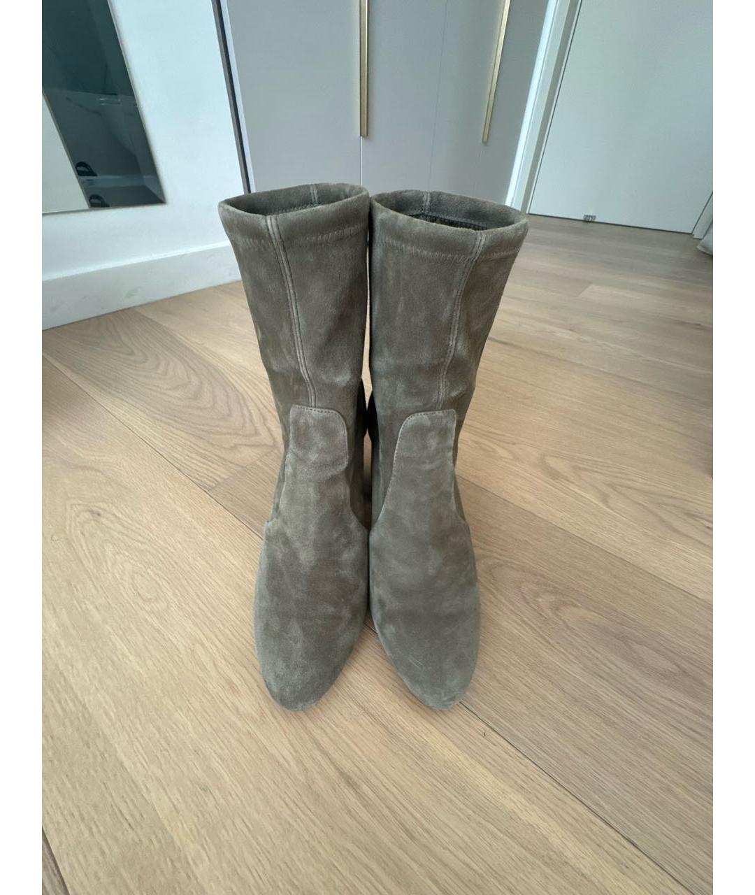 STUART WEITZMAN Хаки замшевые ботильоны, фото 2
