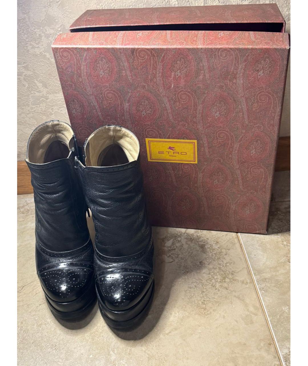 ETRO Черные кожаные ботильоны, фото 2