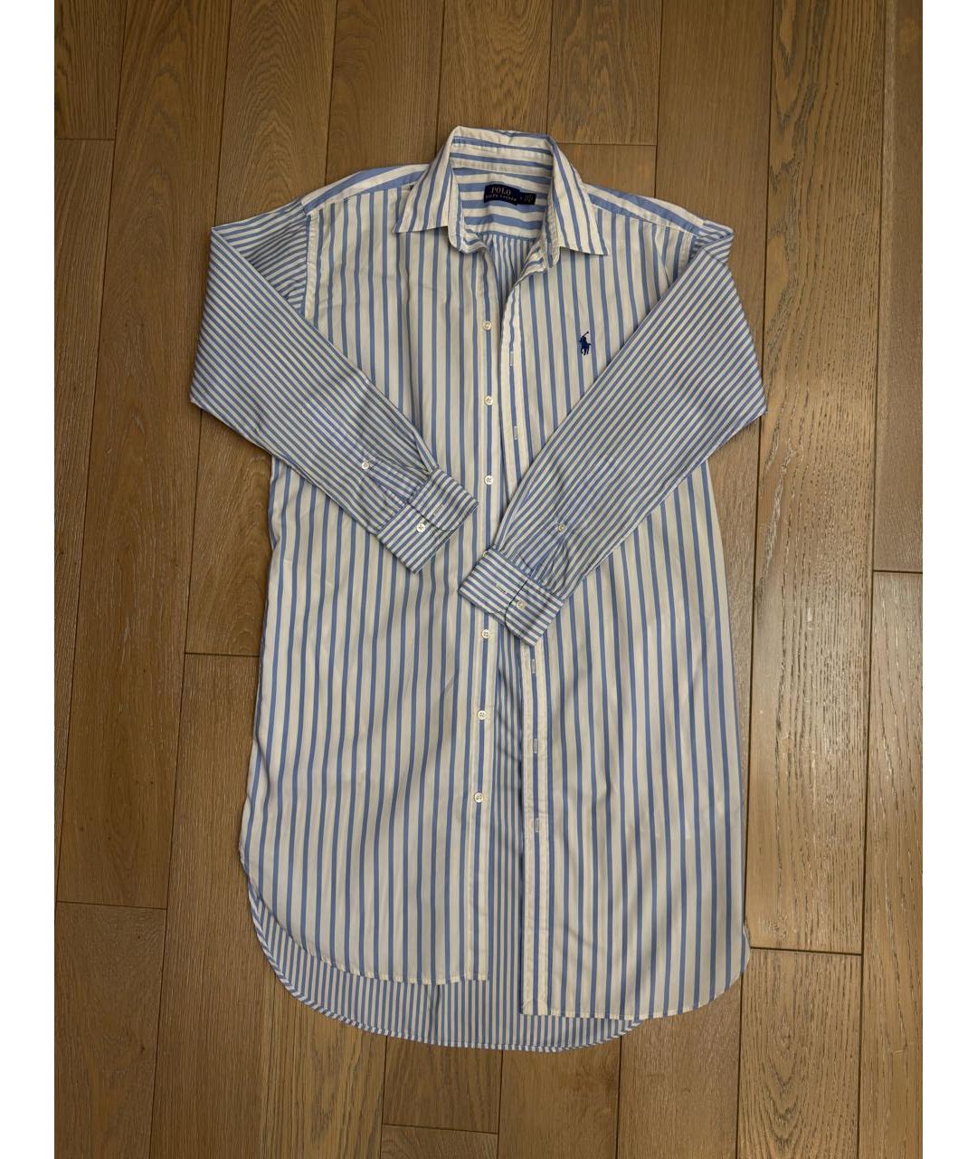 POLO RALPH LAUREN Голубое хлопковое повседневное платье, фото 3