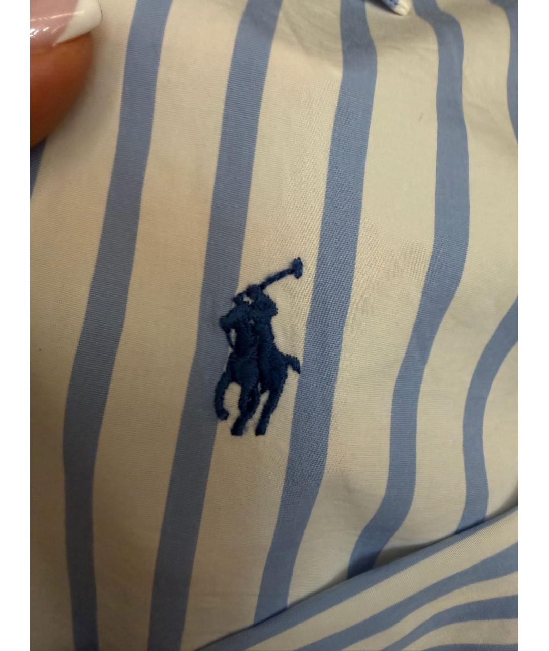 POLO RALPH LAUREN Голубое хлопковое повседневное платье, фото 5