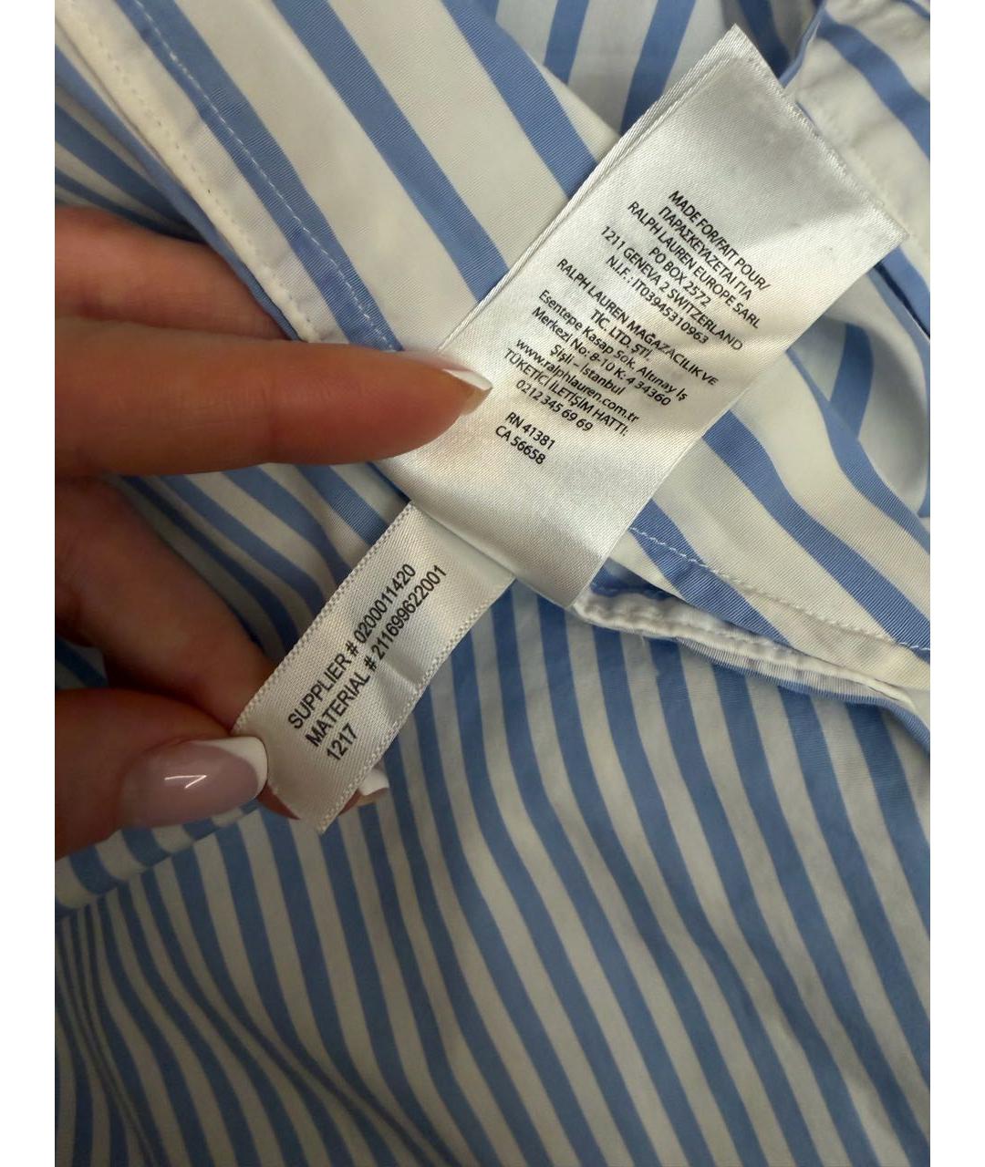 POLO RALPH LAUREN Голубое хлопковое повседневное платье, фото 7