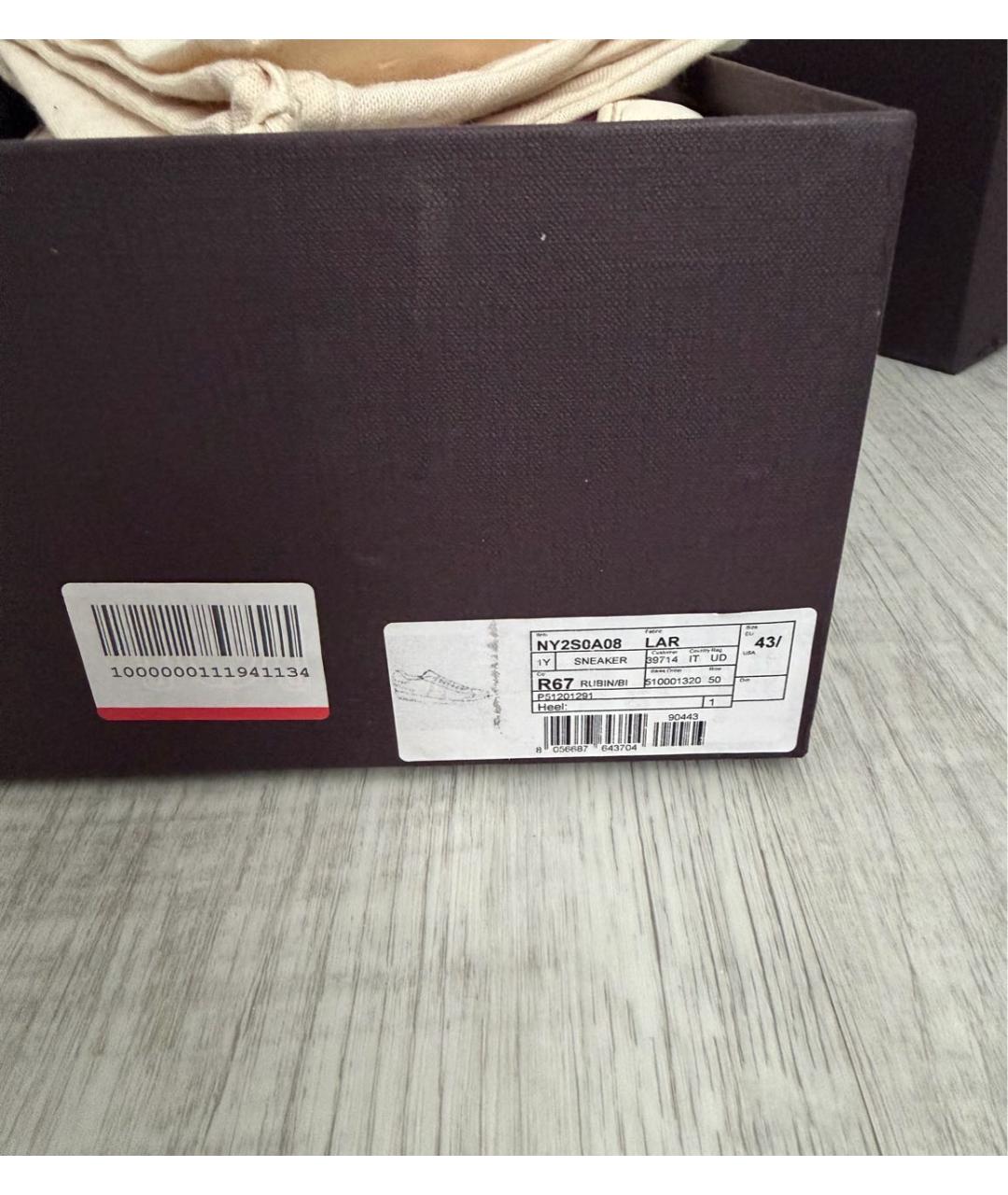 VALENTINO Бордовые замшевые низкие кроссовки / кеды, фото 8