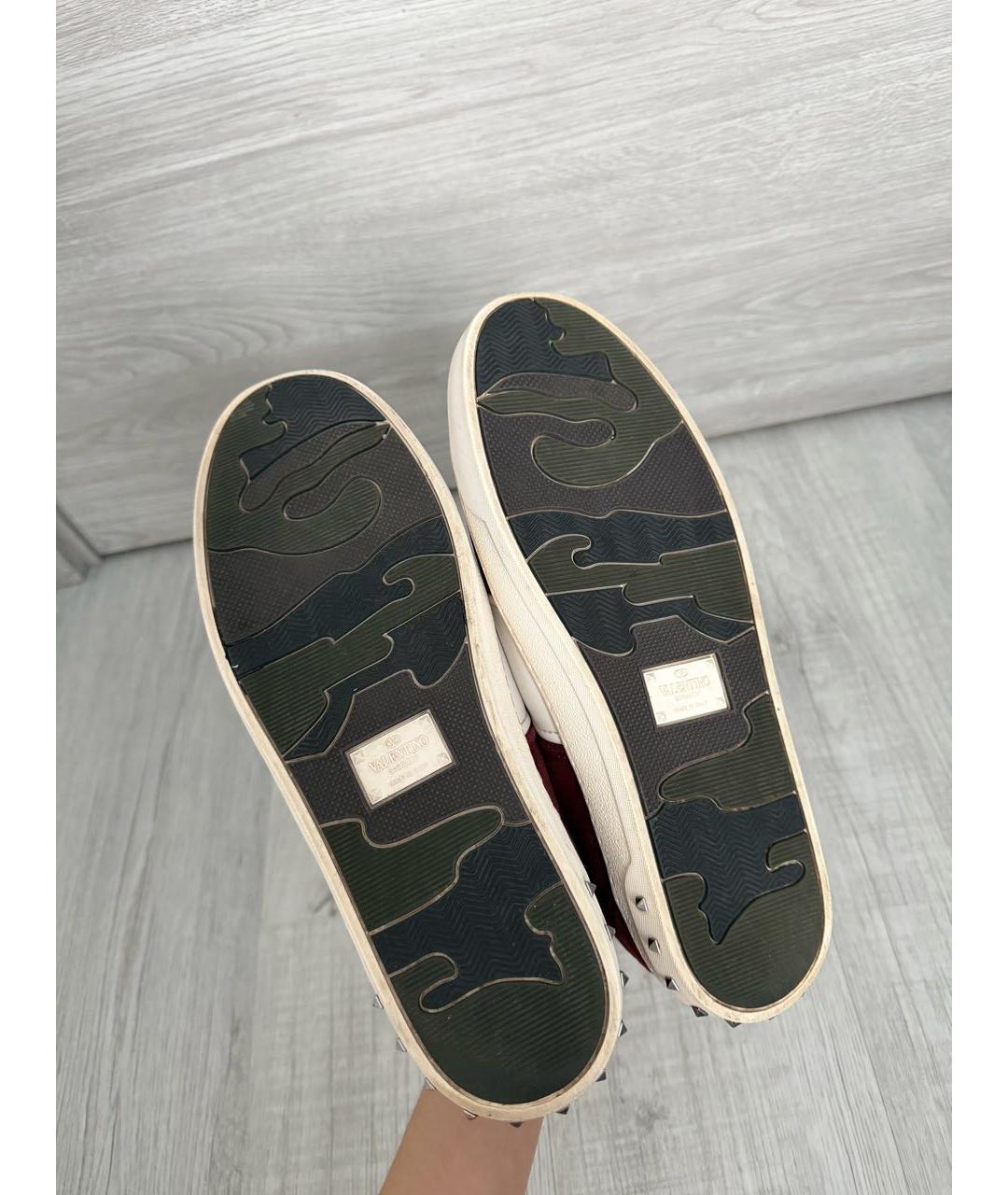 VALENTINO Бордовые замшевые низкие кроссовки / кеды, фото 6