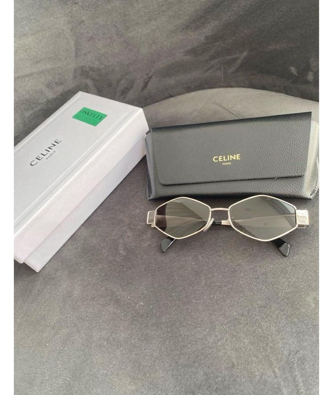 CELINE Серебряные металлические солнцезащитные очки, фото 2