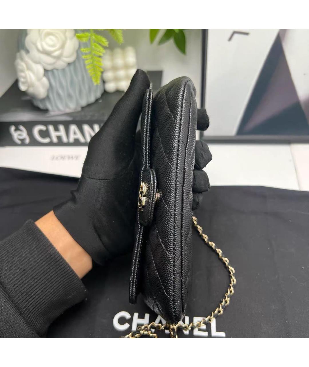 CHANEL Черная кожаная сумка через плечо, фото 5