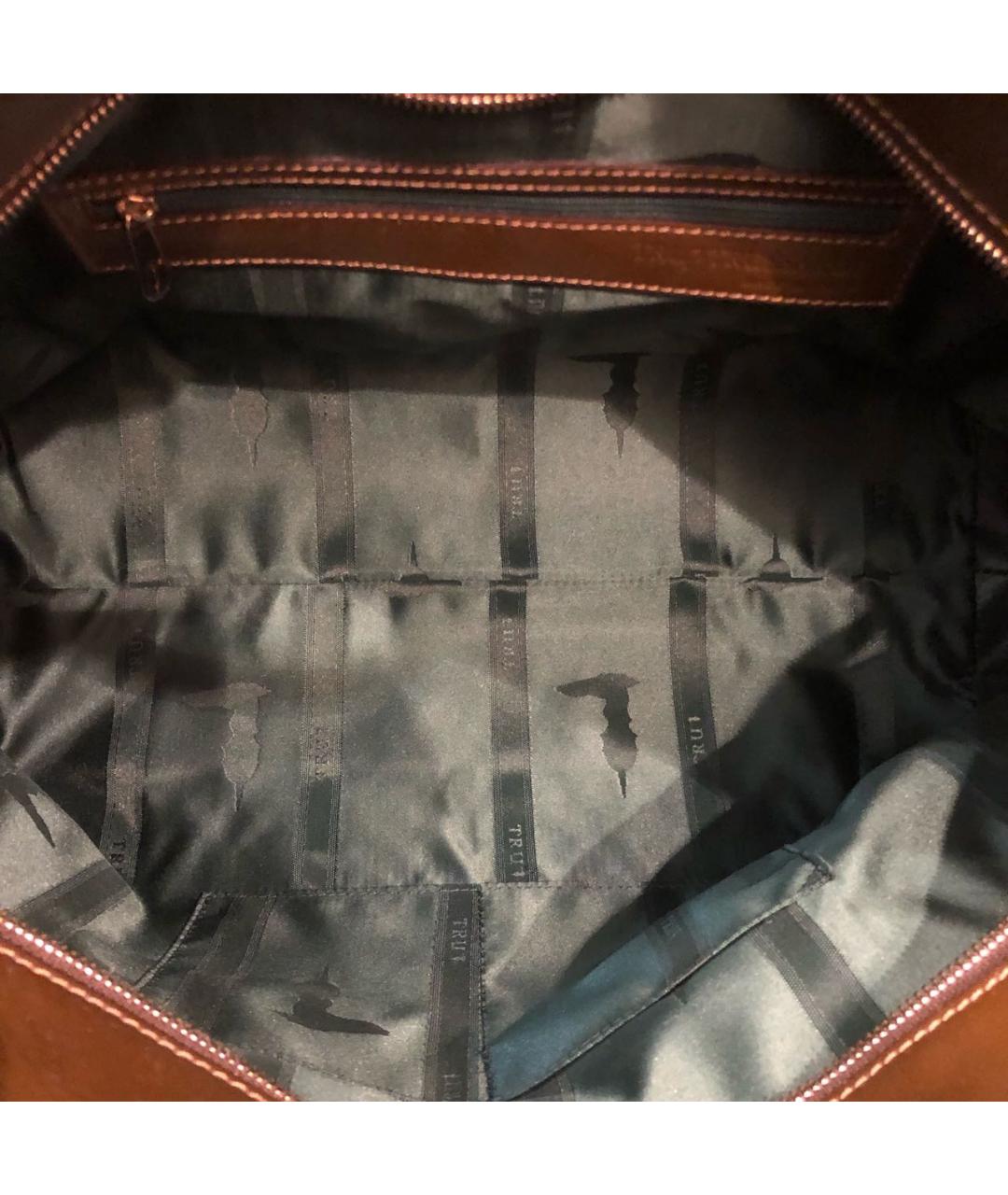 TRUSSARDI Коричневая сумка тоут из лакированной кожи, фото 4