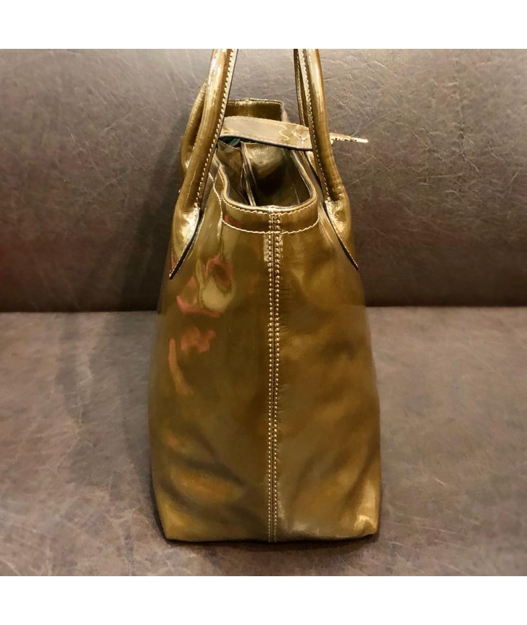 TRUSSARDI Коричневая сумка тоут из лакированной кожи, фото 2