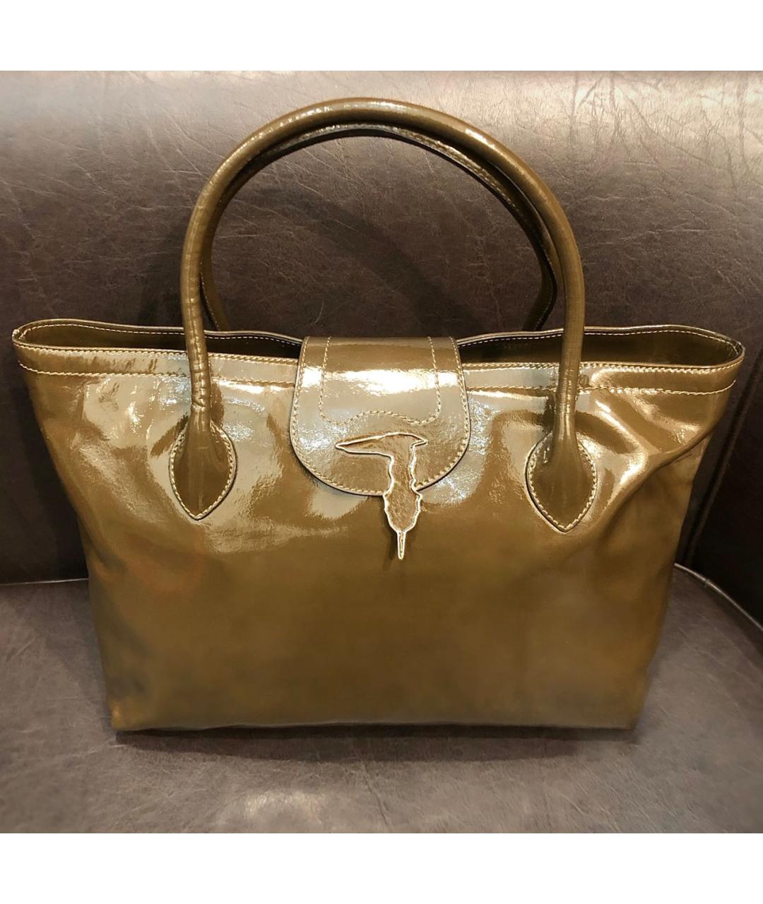 TRUSSARDI Коричневая сумка тоут из лакированной кожи, фото 6