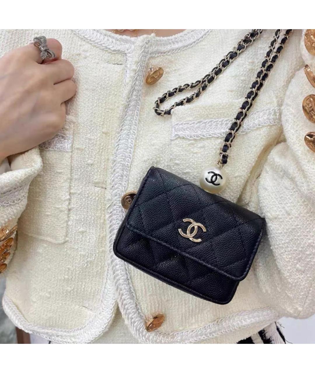 CHANEL Черная кожаная сумка через плечо, фото 5