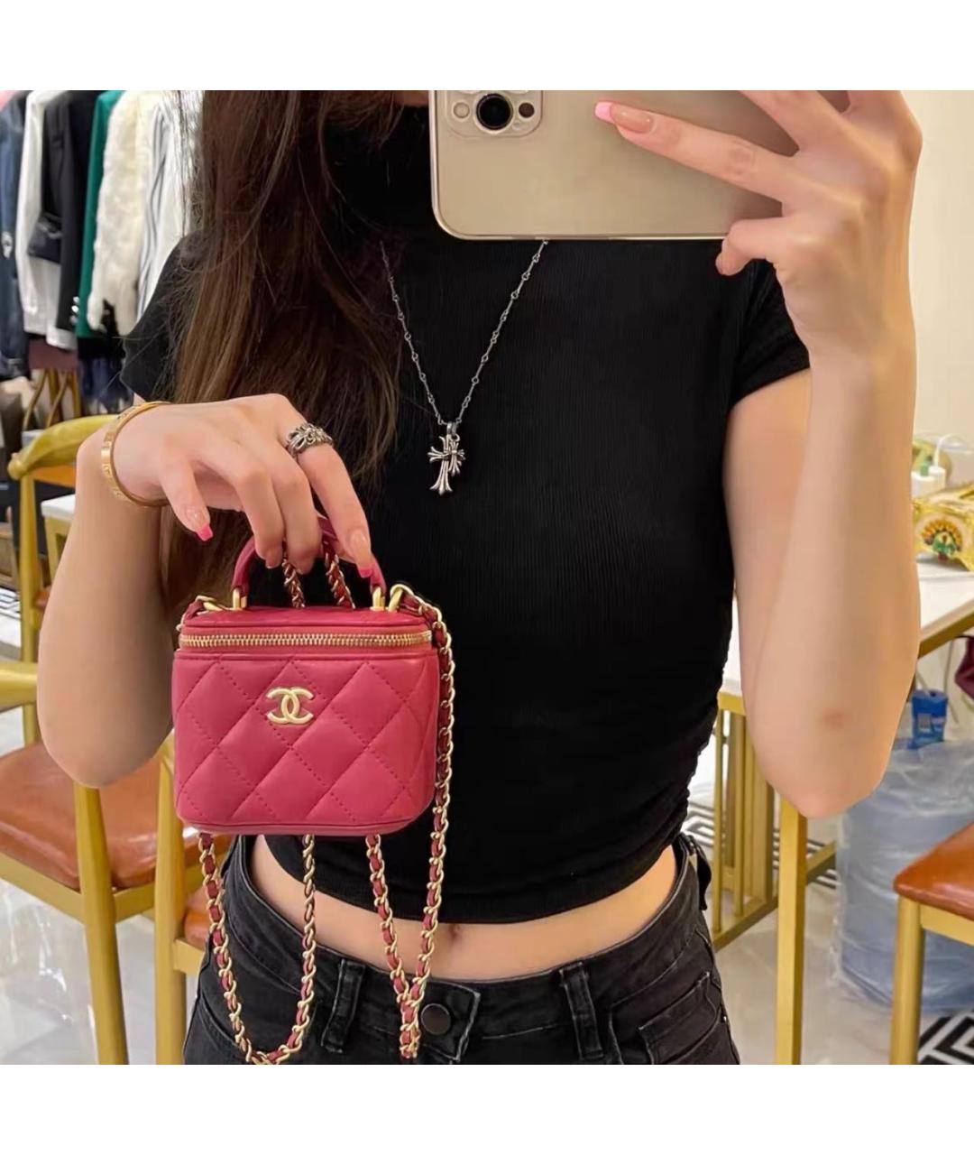 CHANEL Красная кожаная сумка через плечо, фото 6