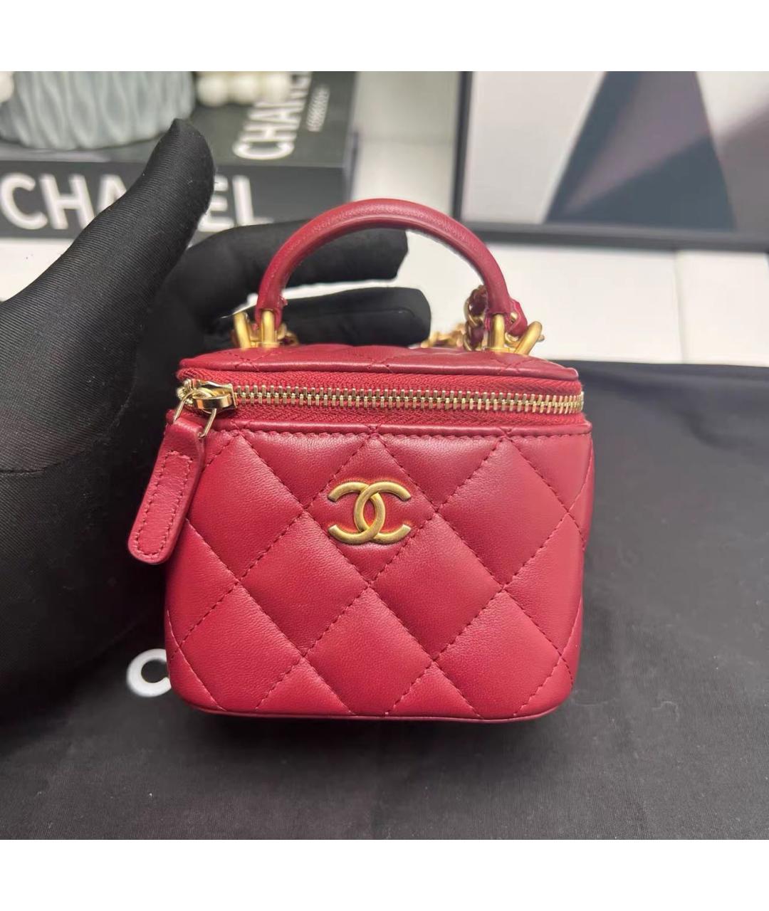CHANEL Красная кожаная сумка через плечо, фото 7