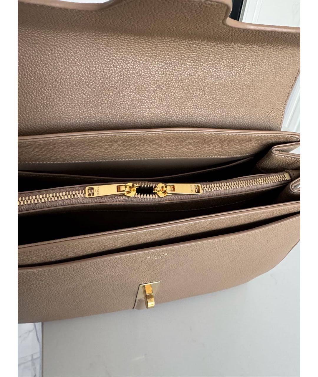 CELINE Бежевая кожаная сумка тоут, фото 4