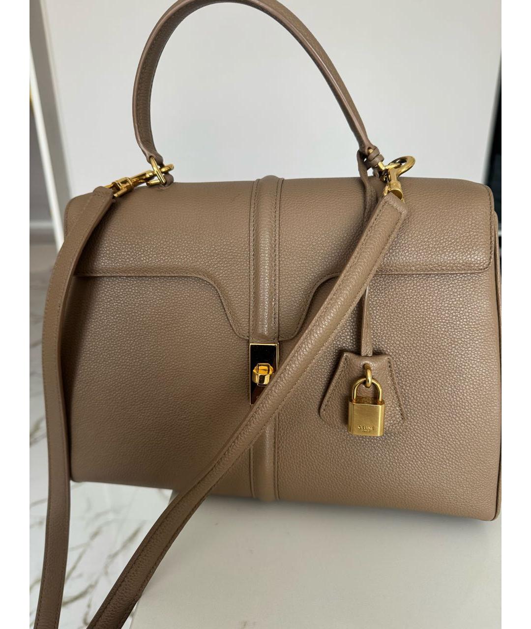 CELINE Бежевая кожаная сумка тоут, фото 5