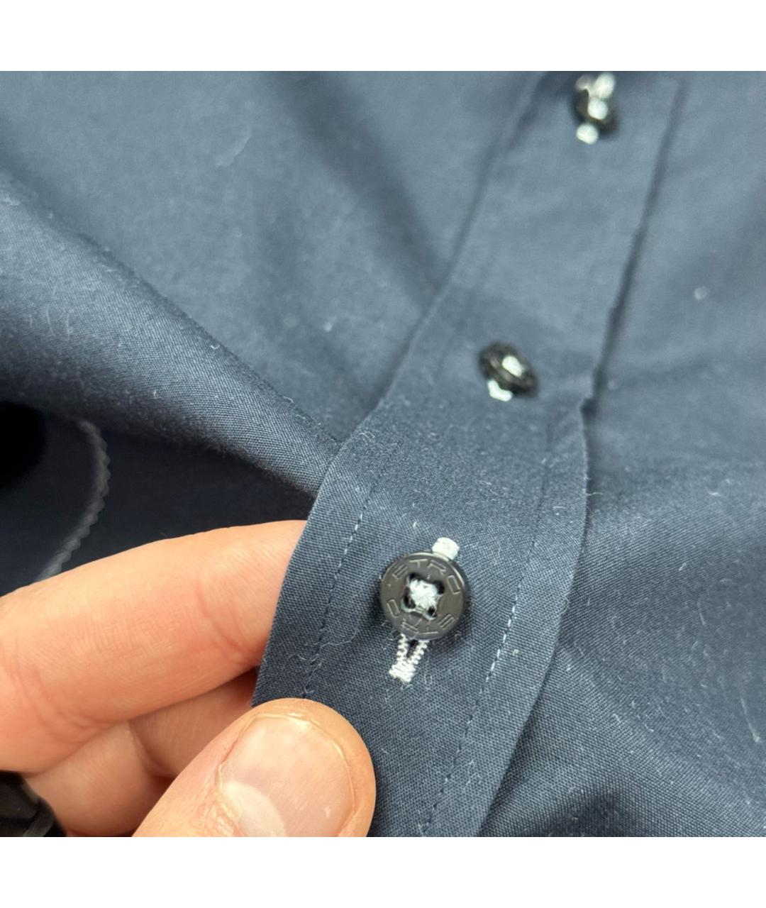 ETRO Темно-синяя хлопковая классическая рубашка, фото 5