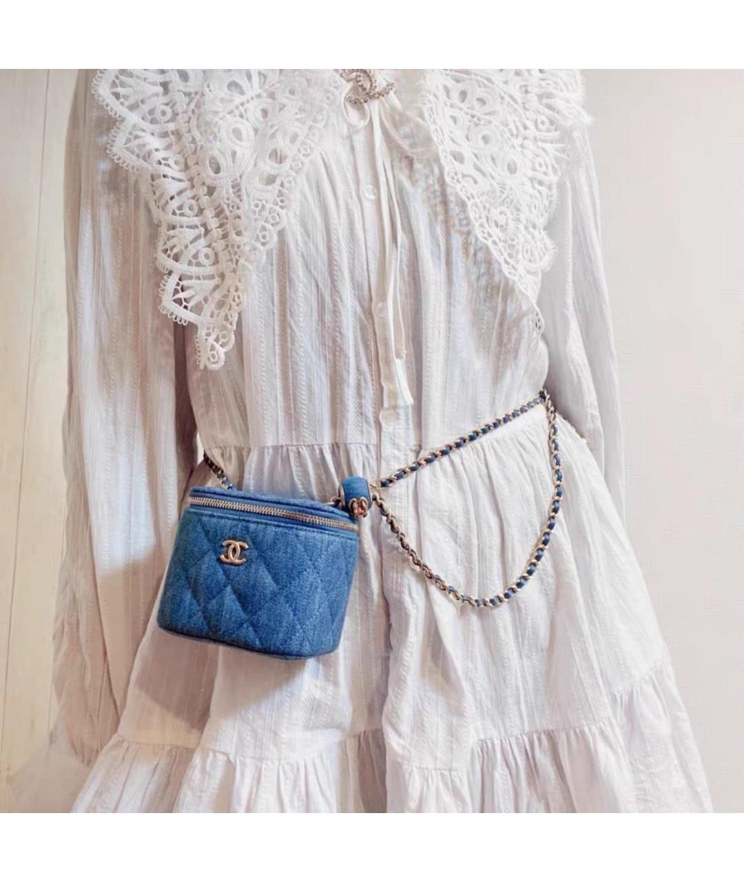 CHANEL Голубая сумка через плечо, фото 6
