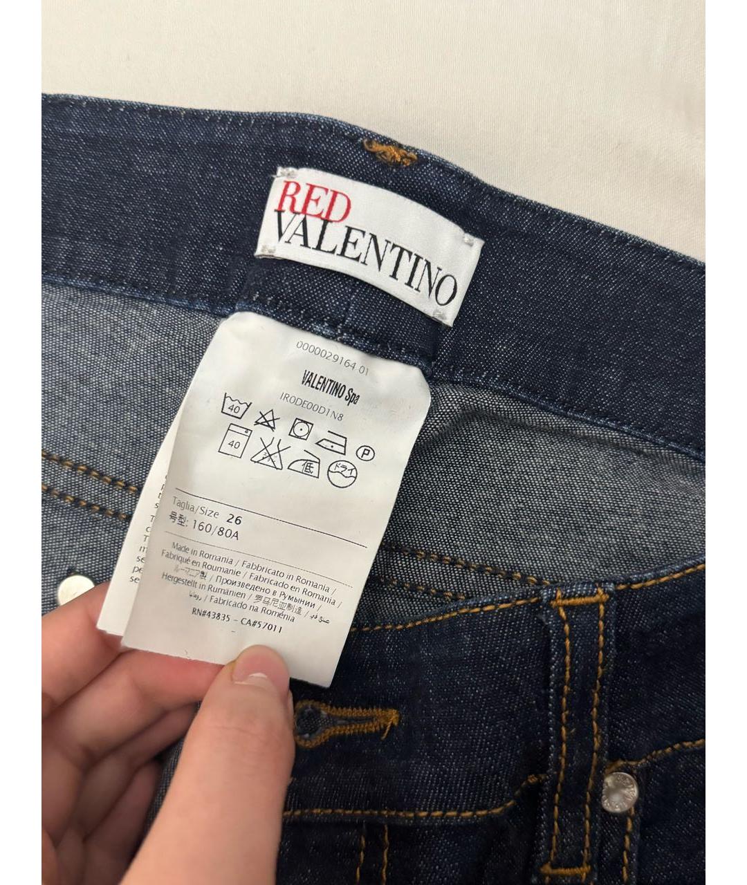 RED VALENTINO Темно-синие хлопковые джинсы клеш, фото 3