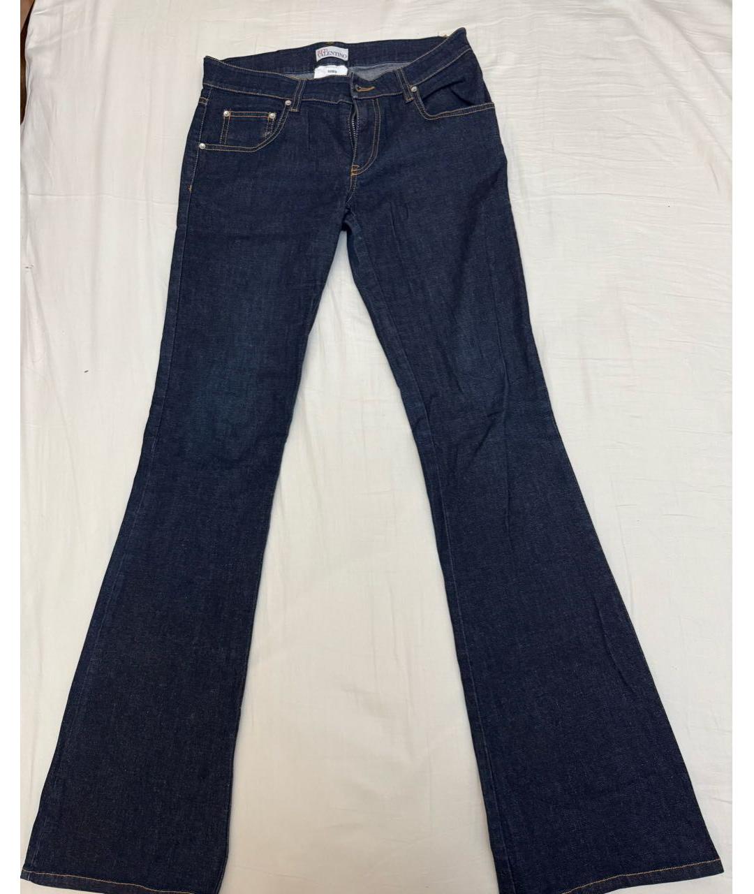 RED VALENTINO Темно-синие хлопковые джинсы клеш, фото 7