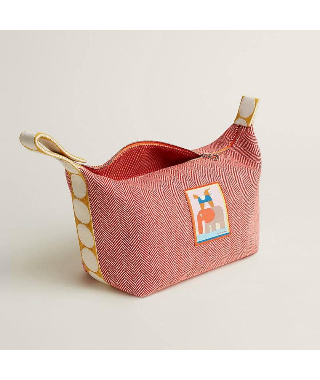 HERMES Розовая хлопковая косметичка, фото 2