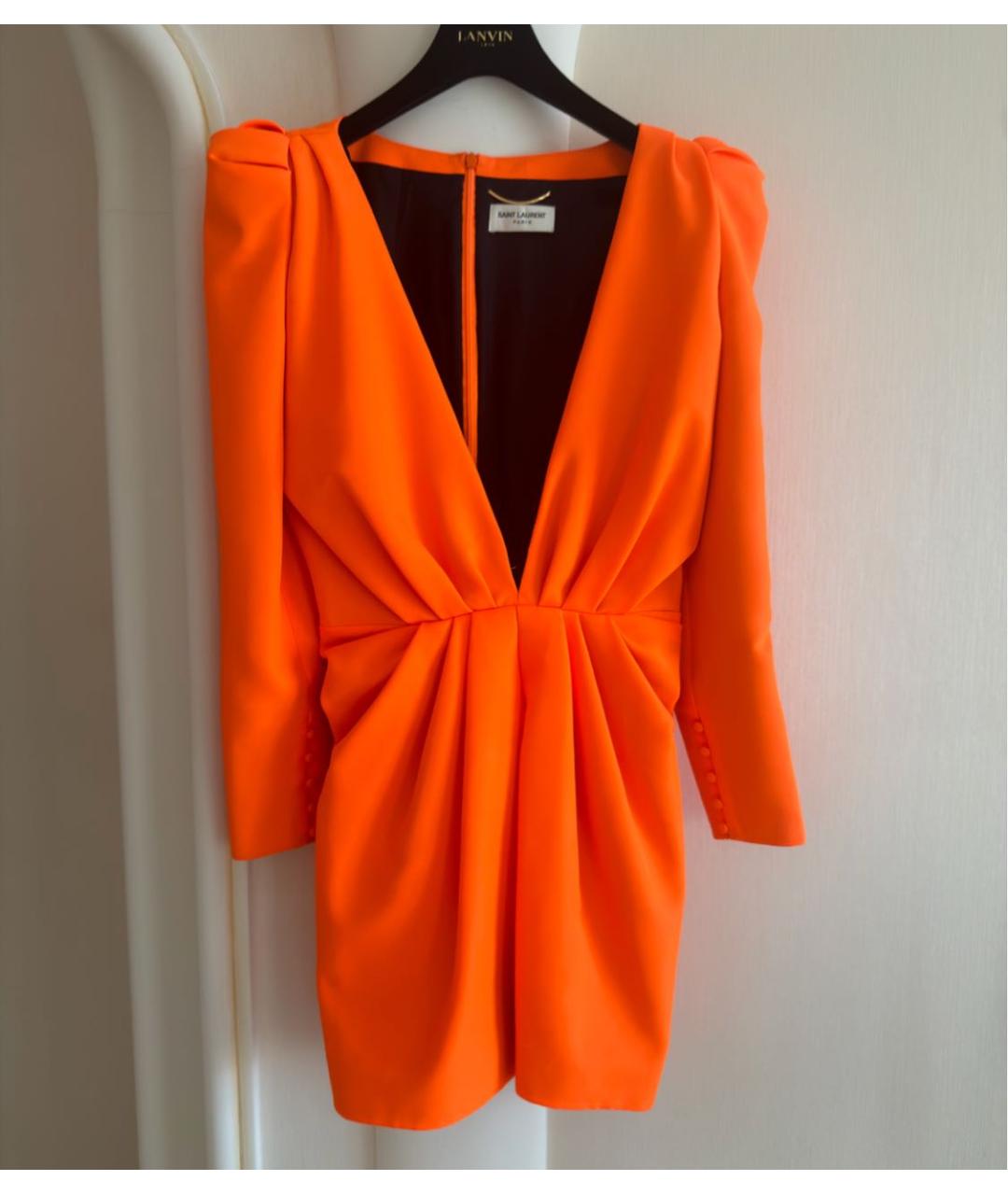 SAINT LAURENT Оранжевое коктейльное платье, фото 3