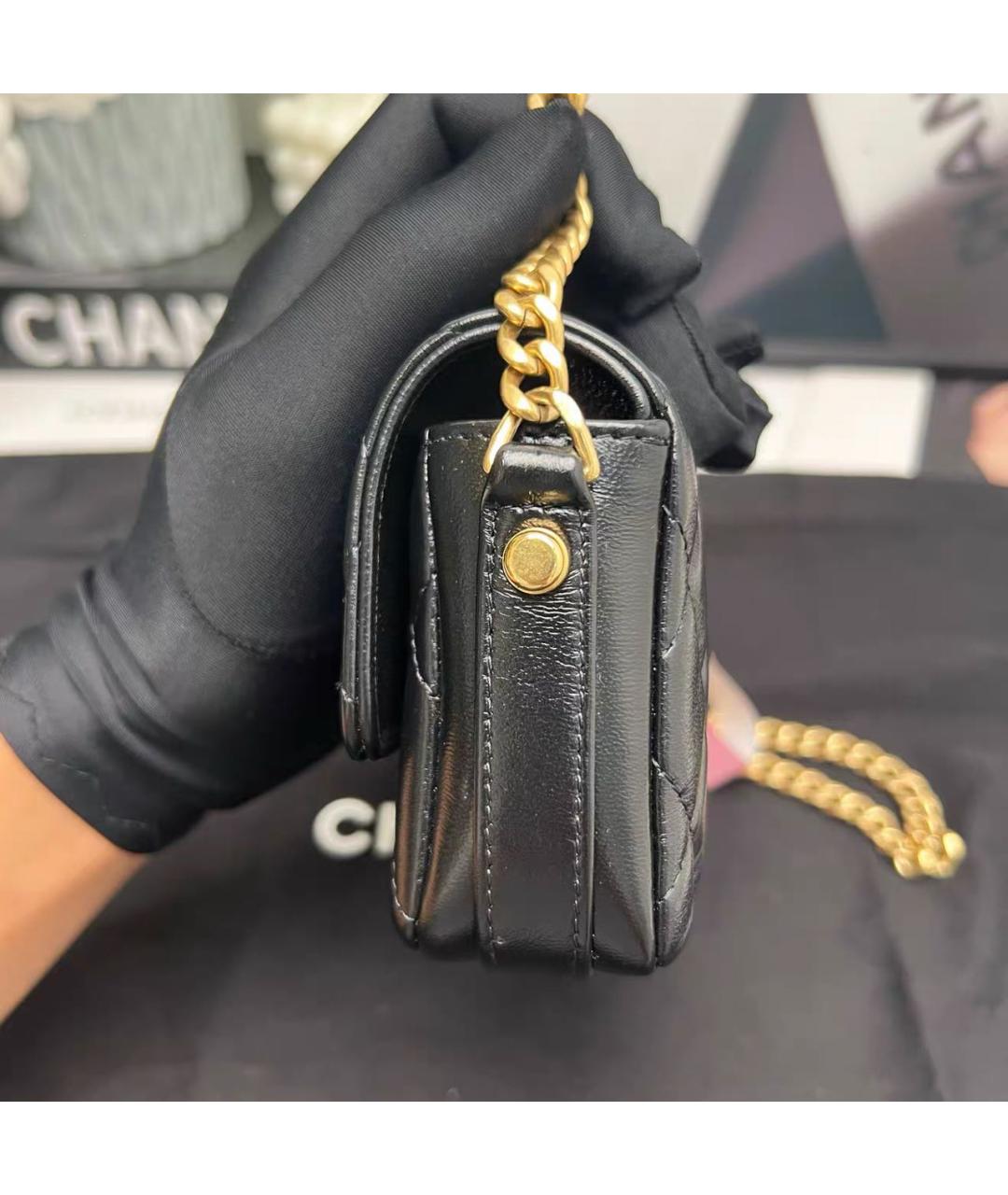 CHANEL Черная кожаная сумка через плечо, фото 3