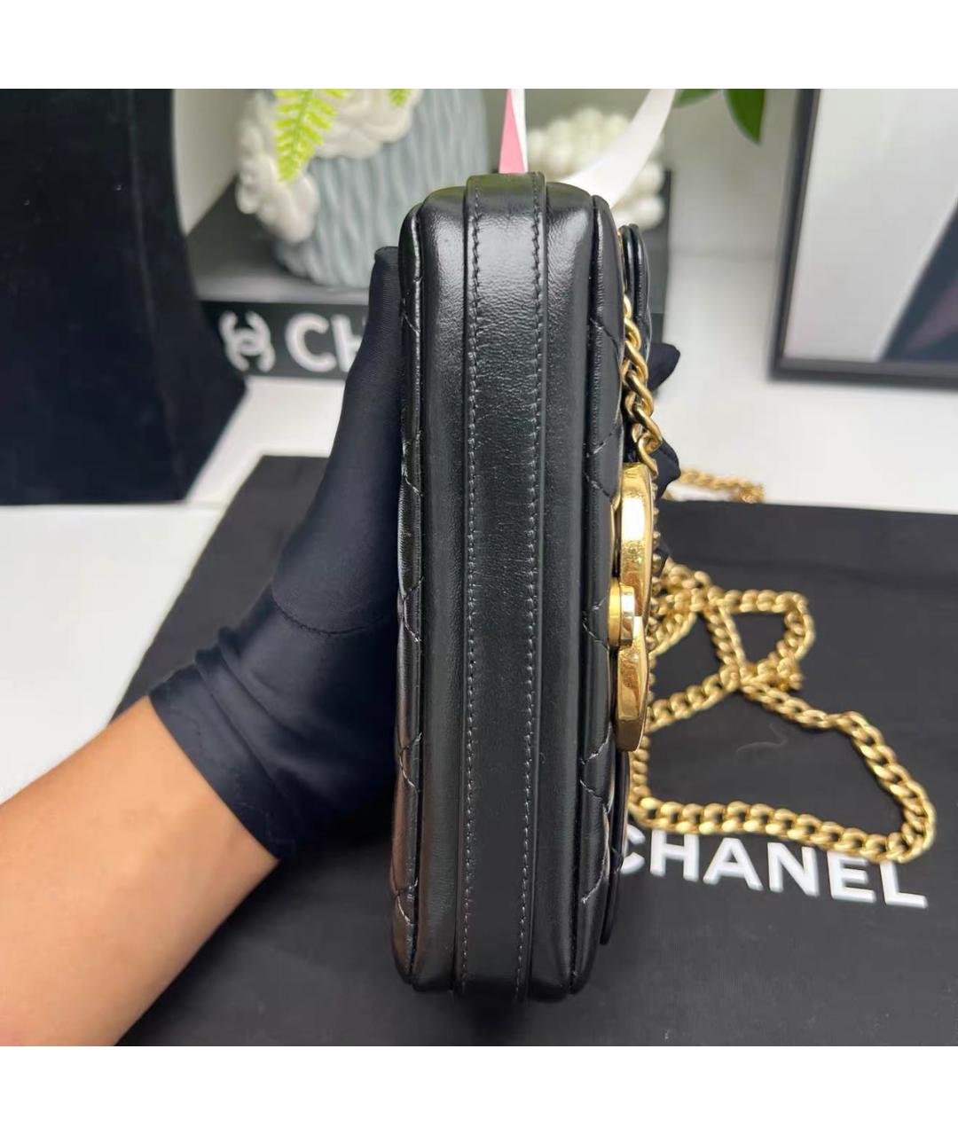CHANEL Черная кожаная сумка через плечо, фото 4