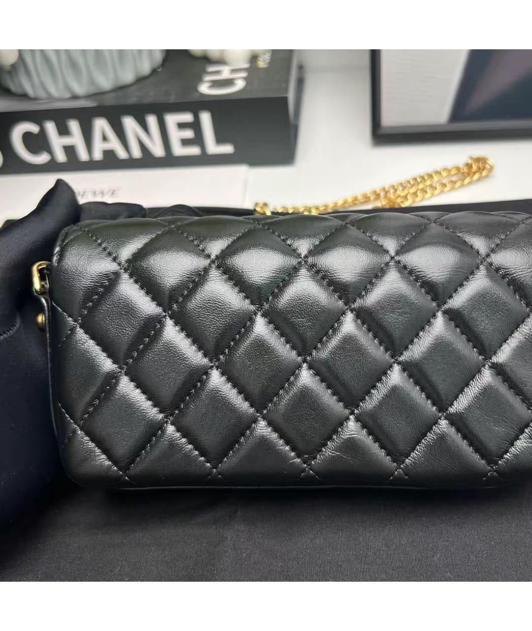CHANEL Черная кожаная сумка через плечо, фото 2