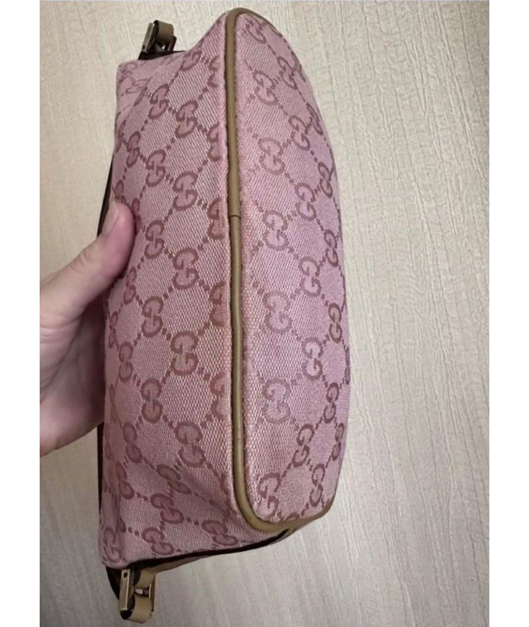 GUCCI Розовая тканевая сумка с короткими ручками, фото 5