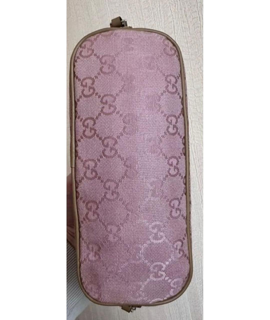 GUCCI Розовая тканевая сумка с короткими ручками, фото 4