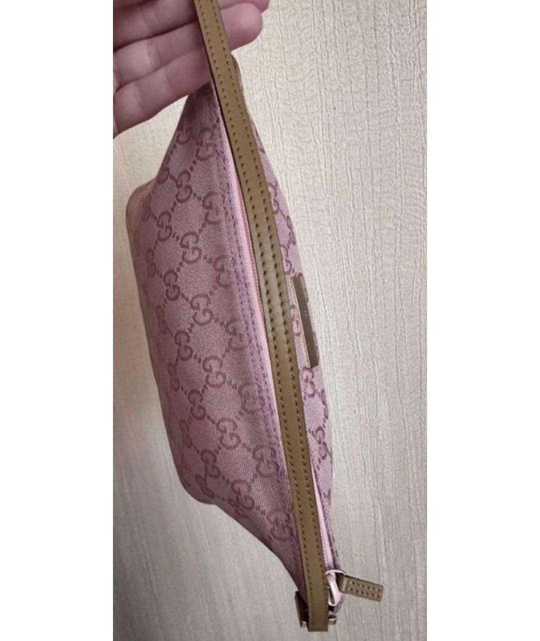 GUCCI Розовая тканевая сумка с короткими ручками, фото 2