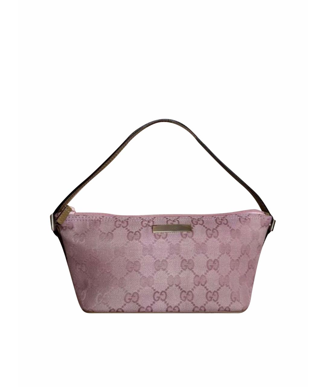 GUCCI Розовая тканевая сумка с короткими ручками, фото 1