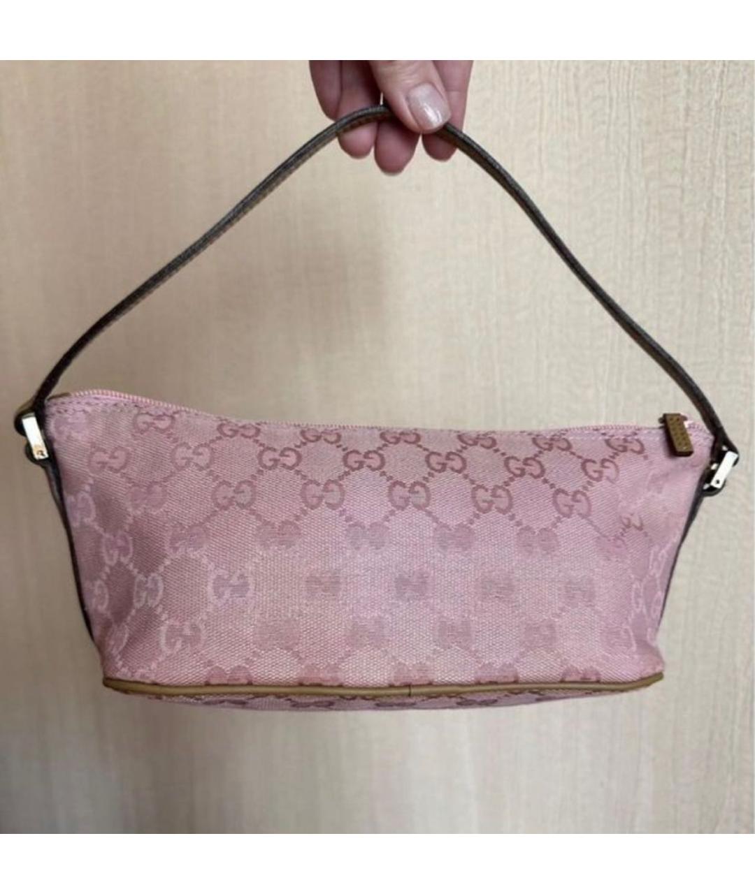 GUCCI Розовая тканевая сумка с короткими ручками, фото 3