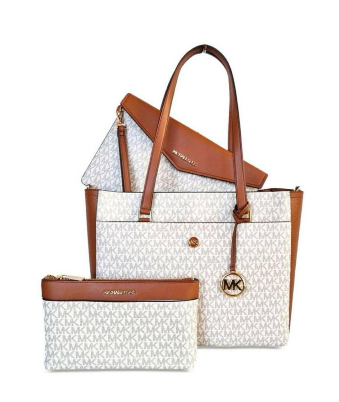 MICHAEL KORS Белая кожаная сумка тоут, фото 9