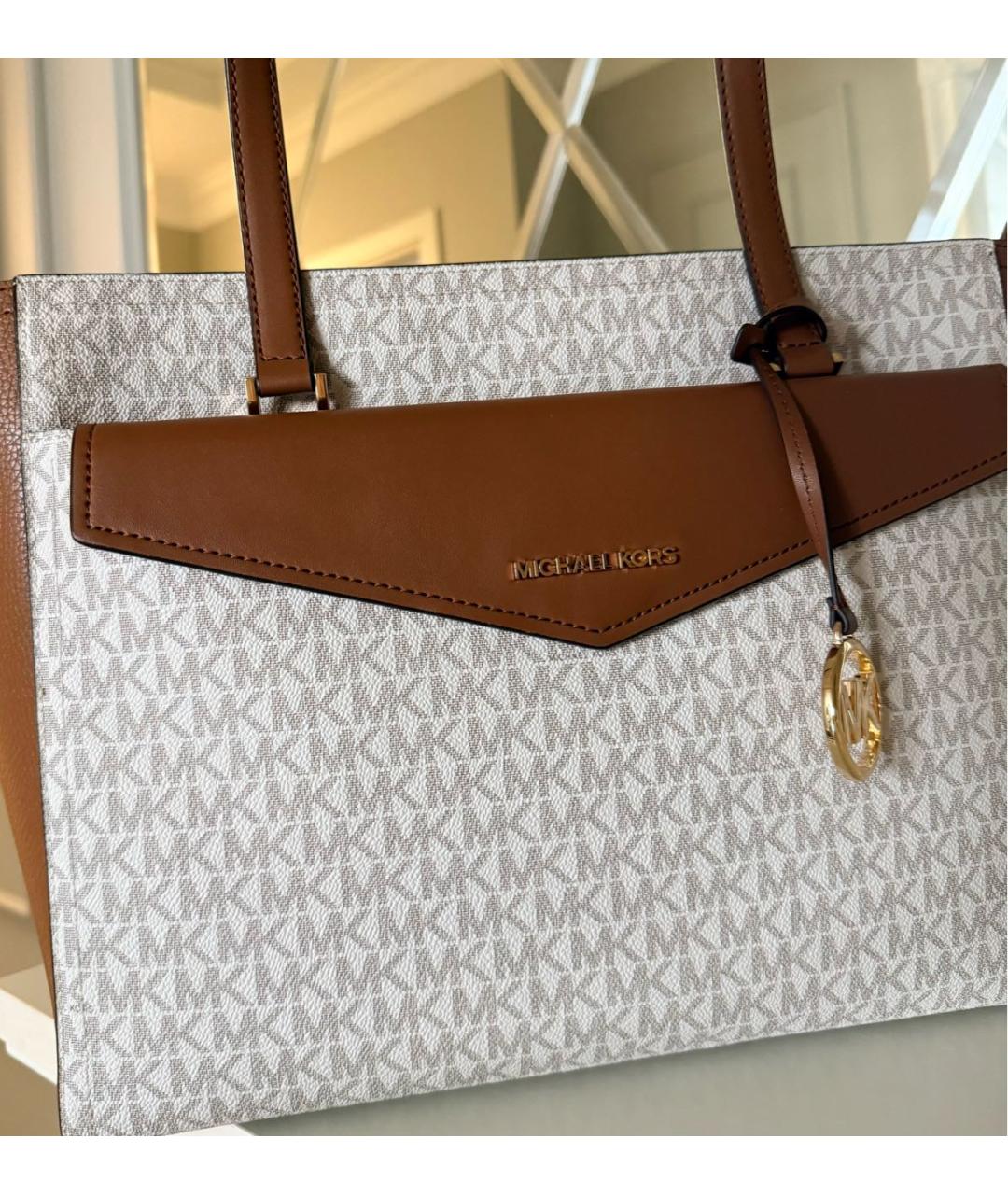 MICHAEL KORS Белая кожаная сумка тоут, фото 8