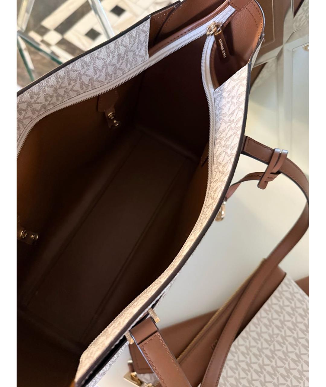 MICHAEL KORS Белая кожаная сумка тоут, фото 4