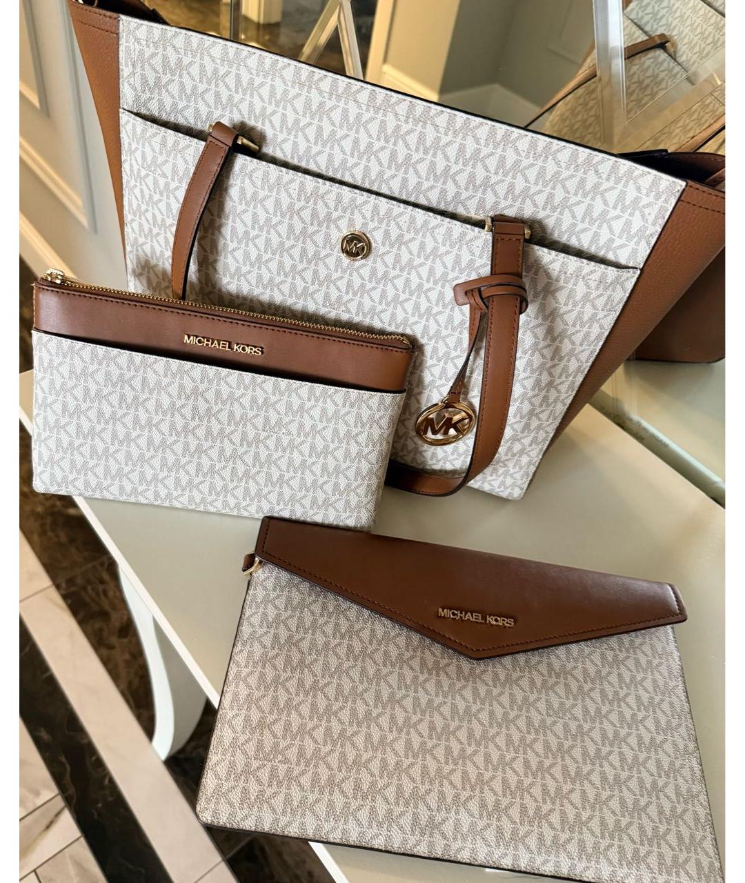 MICHAEL KORS Белая кожаная сумка тоут, фото 5