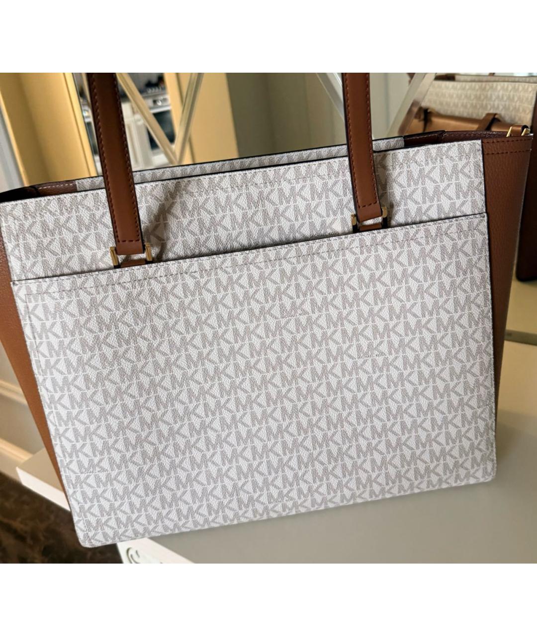 MICHAEL KORS Белая кожаная сумка тоут, фото 3