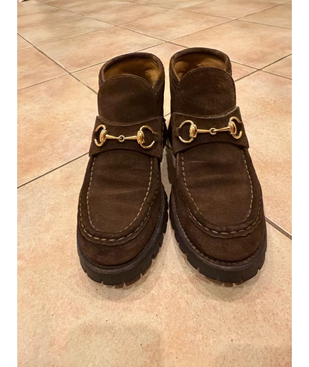 GUCCI Коричневые замшевые ботинки, фото 7