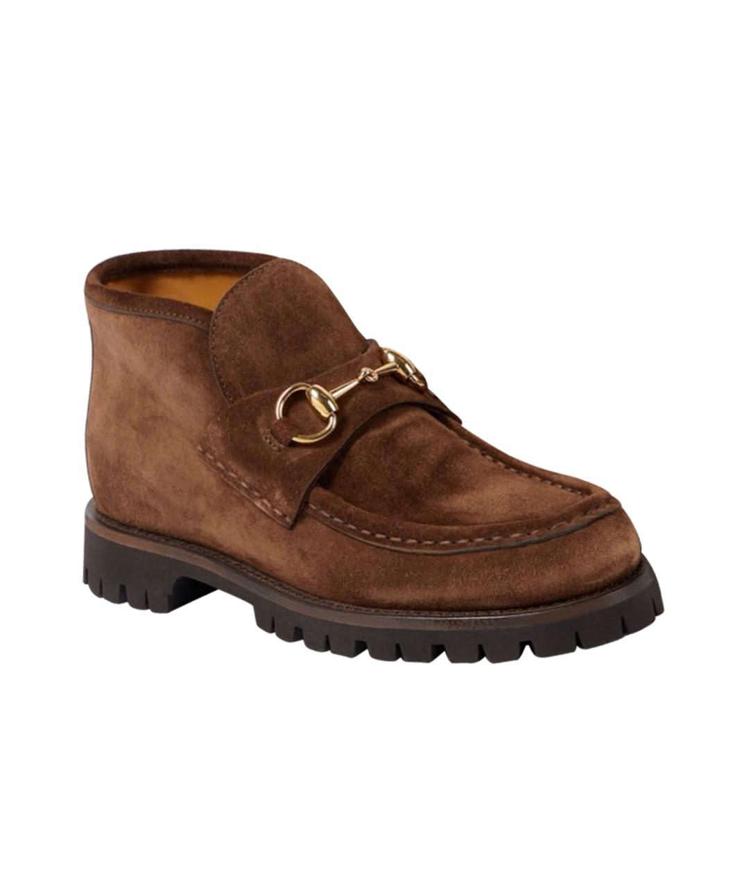 GUCCI Коричневые замшевые ботинки, фото 1