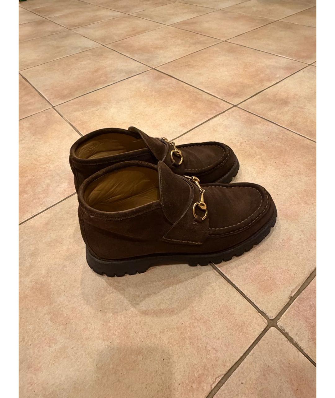 GUCCI Коричневые замшевые ботинки, фото 3