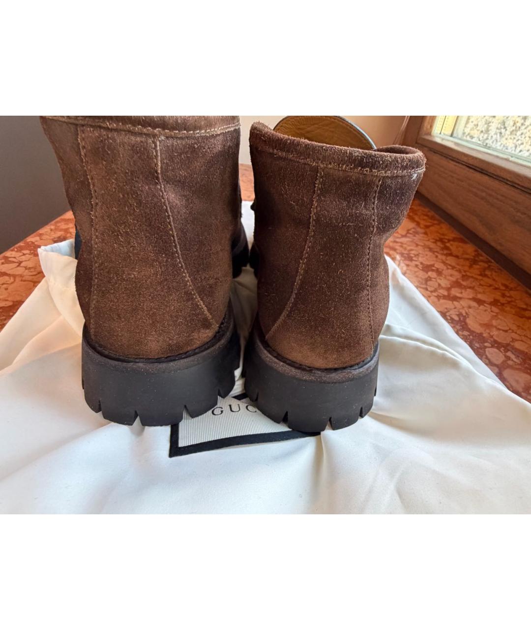 GUCCI Коричневые замшевые ботинки, фото 8